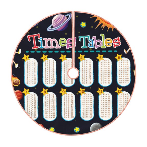 Xecao Space Math Times Tables Pattern Christmas Tree Skirt Holiday Part Decorations for Christmas Tree, Farmhouse Christmas Decor Xmas Holiday Home Party Decorations-48"