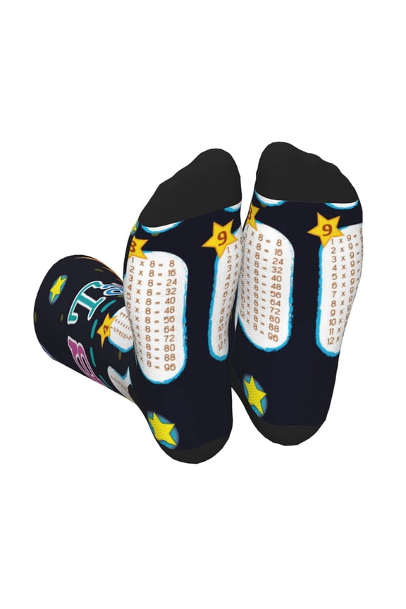 Space Math Times Tables Print Crew Socks for Men and Women, Men's Soft Moisture-wicking Sock
