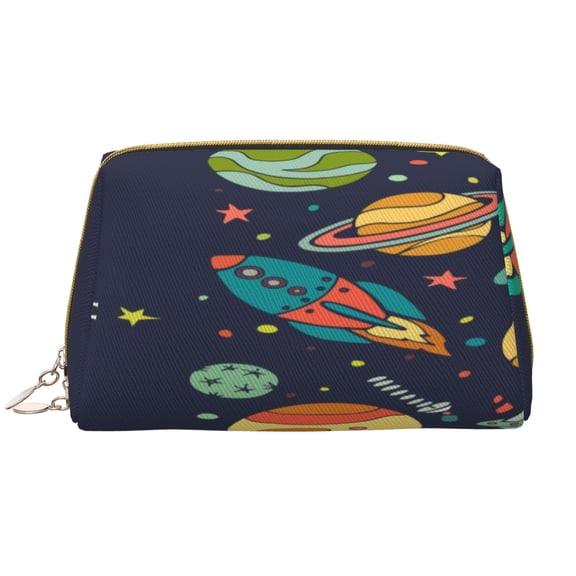 Xecao Space Print Fashion Makeup PVC Bag Large Capacity Travel Cosmetic Bag for Women Organizer Toiletry Clutch