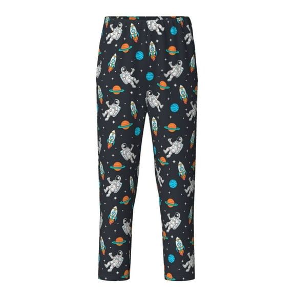 Xecao Space Print Teenagers' Pajama Pants Long Sleep Pants Soft Elastic Waist Pajama Bottoms Elastic waist with 2 Pockets 5-16 Years-Small