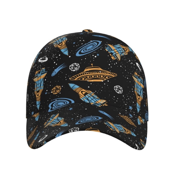 Xecao Space Rocket for Baseball Cap: Unisex, crafted from classic polyester twill fabric, featuring a soft unconstructed design