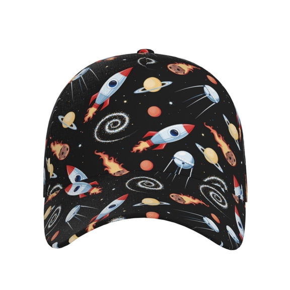 Xecao Space Rocket for Baseball Cap: Unisex, crafted from classic polyester twill fabric, featuring a soft unconstructed design