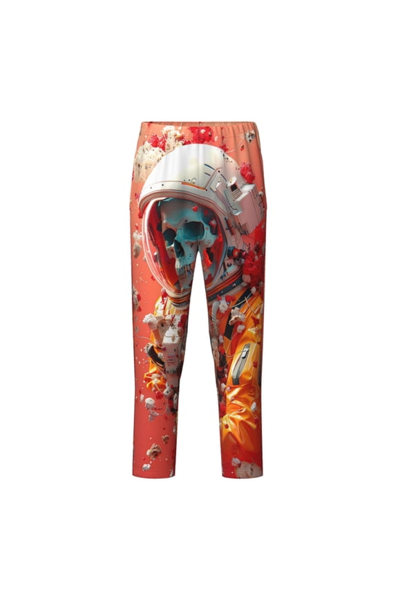 Space Skeleton Art Print Teenagers' Pajama Pants Long Sleep Pants Soft Elastic Waist Pajama Bottoms Elastic waist with 2 Pockets 5-16 Years-Large