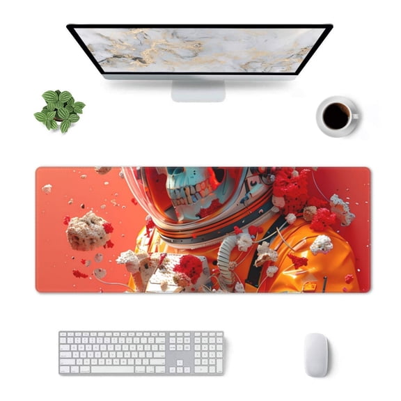 Xecao Space Skeleton Art for Mouse Pad - Waterproof Extended Contour Mouse Mat, Large Gaming Mousepad Laptop Keyboard Mat with Non-Slip Rubber Base