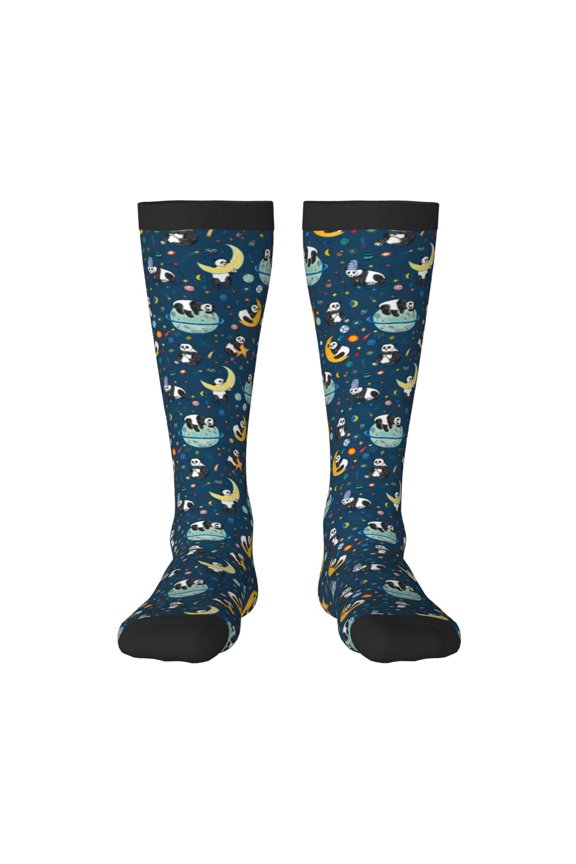 Space Sleeping Panda Print Compression Socks for Both Men And Women for Running, Travel, Flight, Nurse
