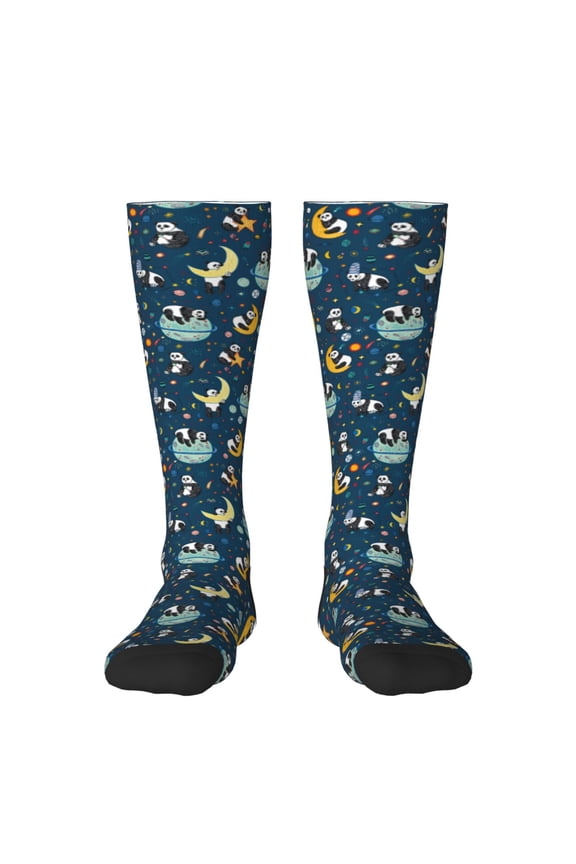 Space Sleeping Panda Print Compression Socks for Both Men And Women for Running, Travel, Flight, Nurse