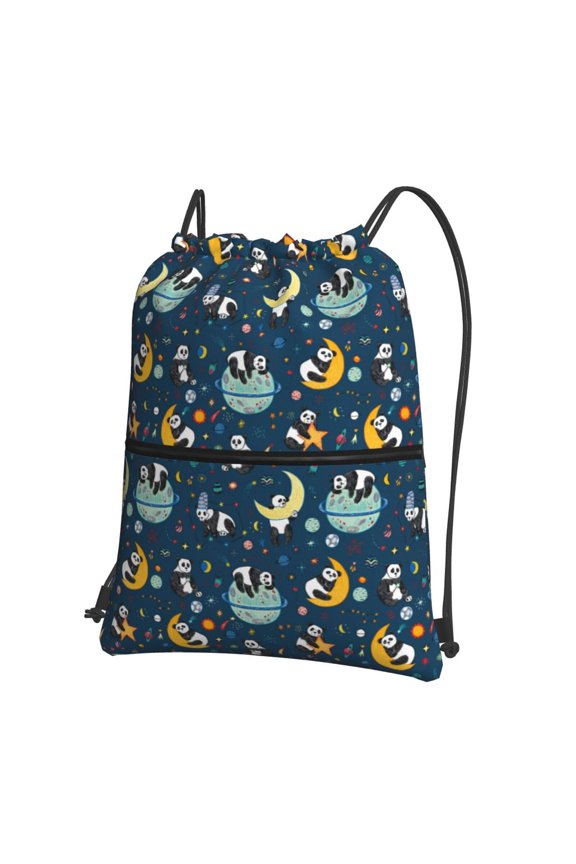 Space Sleeping Panda for Drawstring Bags,Pull String Backpack Bags,String Bag Sackpack