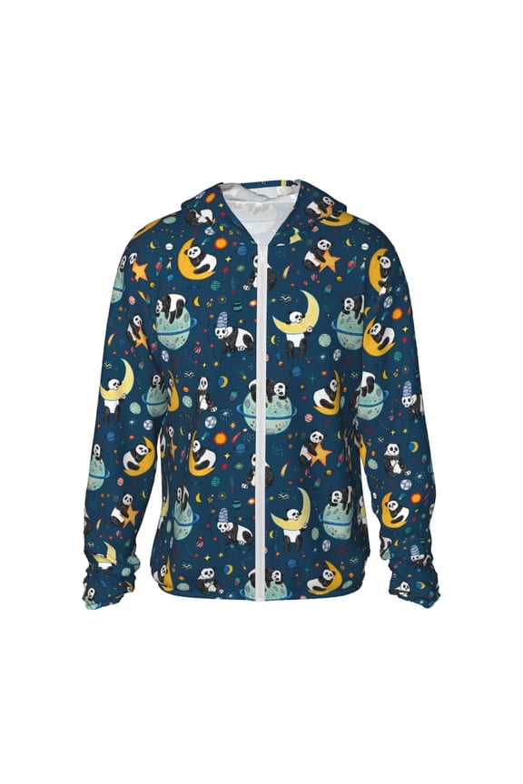 Space Sleeping Panda for Sun Shirt-A lightweight, Hoodie-Style Long-Sleeve UV Protection Garment Designed for Other Outdoor Activities. -Small