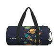 thumbnail image 1 of Xecao Space print Round Travel Duffel Bag is a foldable gym bag with an inner pocket, perfect for travel sports, 1 of 8