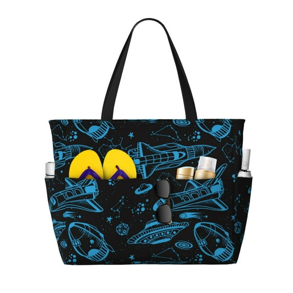 Xecao Spacecraft for versatile beach bag for women includes zipper pockets and waterproof material, ideal for vacations and adventures.