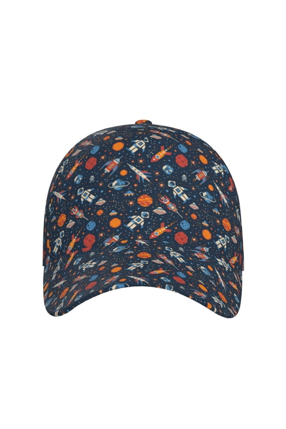 Spaceships And Stars In Outer Space for Baseball Cap: Unisex, crafted from classic polyester twill fabric, featuring a soft unconstructed design