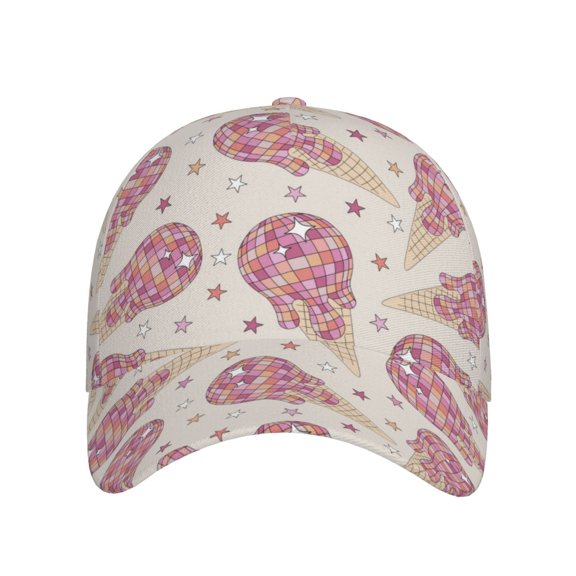 Xecao Sparkling Ice Cream for Baseball Cap: Unisex, crafted from classic polyester twill fabric, featuring a soft unconstructed design