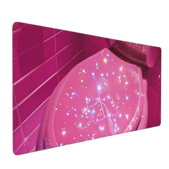 Xecao Sparkling Pink Toilet Print Large Mouse Pad, 16x35.5in Mousepad, Professional Non-Slip Rubber Base Big Mouse Pad, Mouse Pad for Gaming & Office Full Desk Mouse Pad