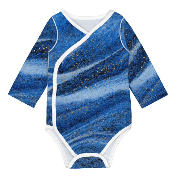 Xecao Sparkling With Blue Print Baby unisex-baby Cotton Long-sleeve Bodysuits-18 Months