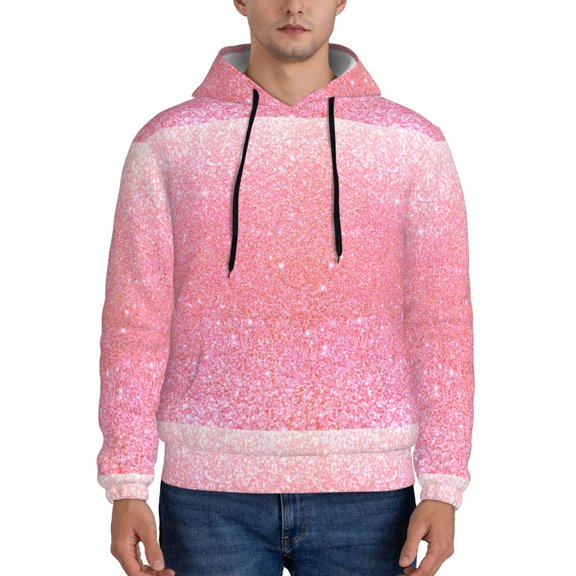 Xecao Sparkly Pink Glitter Pattern Men's Adult Pullover Hoodie,Hooded Sweatshirt-4X-Large