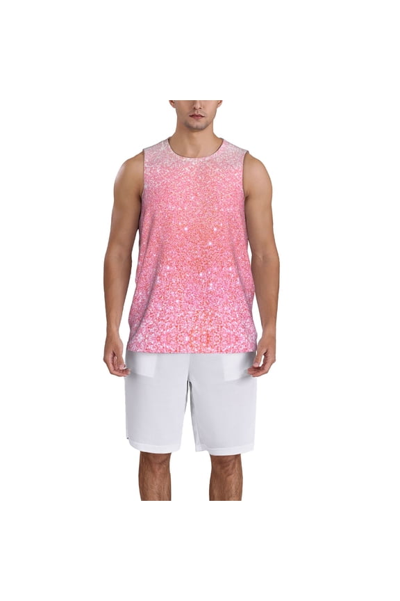 Sparkly Pink Glitter print basketball shirt for both men and women, a unisex basketball jersey perfect for theme parties-3X-Large