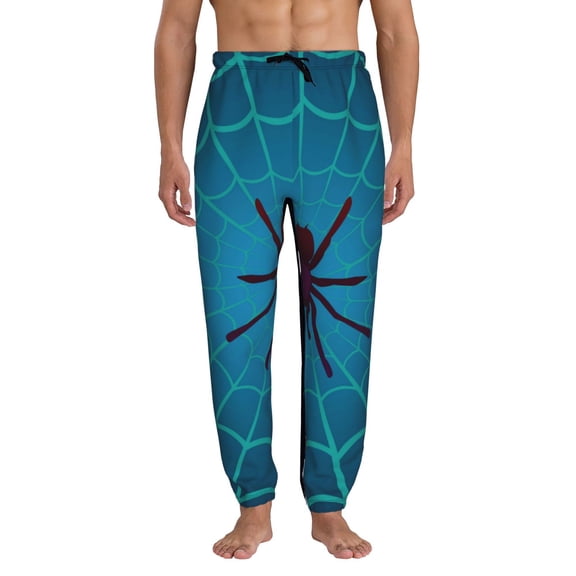 Xecao Spider And Cobweb Print Active Tech Joggers for Men, Mens Sweatpants Lounge Pants with Pockets-Large
