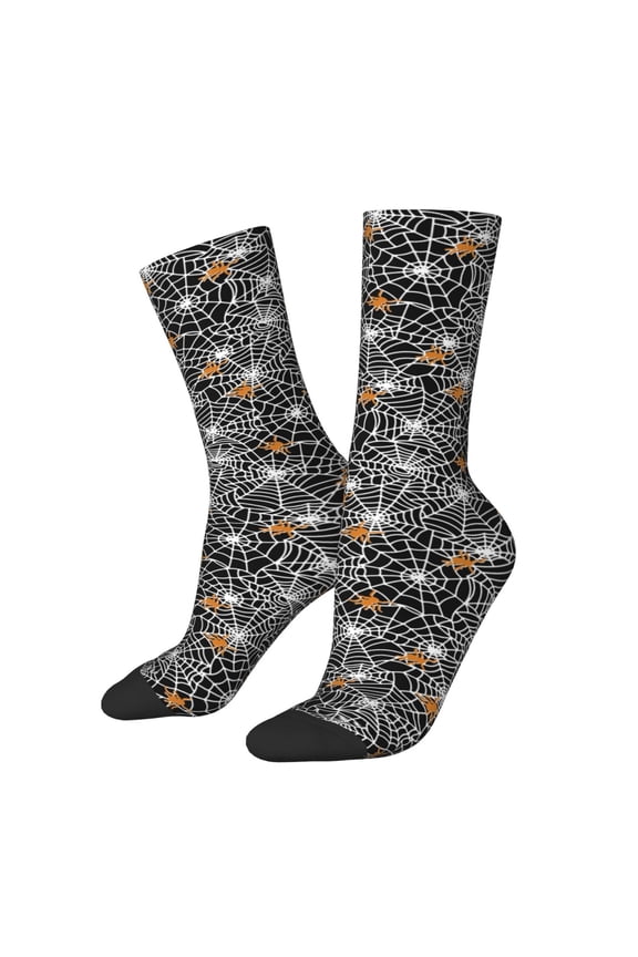 Spider Cobweb Pattern Sport Socks for Women and Men Crew Socks Sporty Calf Socks Casual Socks