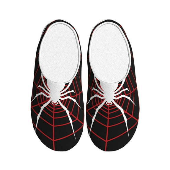 Xecao Spider On The Web Print Cotton Slippers Fuzzy Warm Cozy Slippers Non Slip House Slippers For Indoor Outdoor Cotton Slippers House Slippers-13