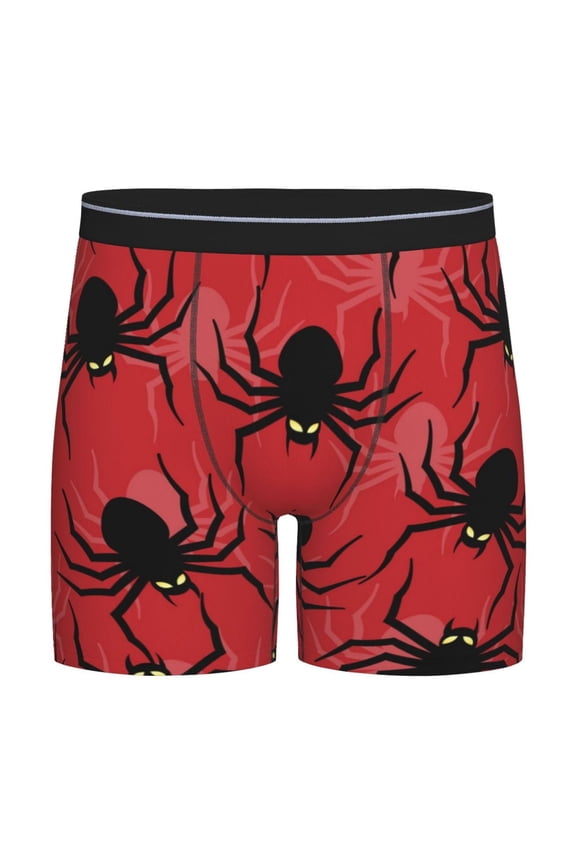 Spider Print Boxer Briefs for Men's Stretch Moisture-Wicking Underwear, Mid-Rise Classics breathable fabric