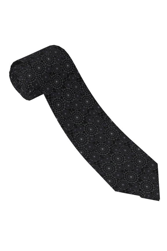 Spider Web Black Print Tie For Men Necktie Woven Jacquard Neck Ties,Classic Men's Tie
