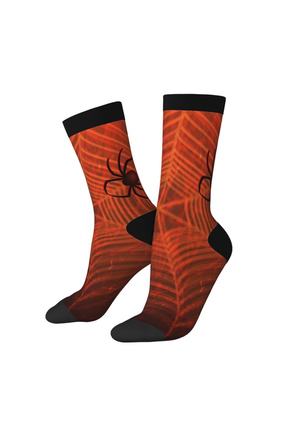 Spider Web Pattern Sport Socks for Women and Men Crew Socks Sporty Calf Socks Casual Socks