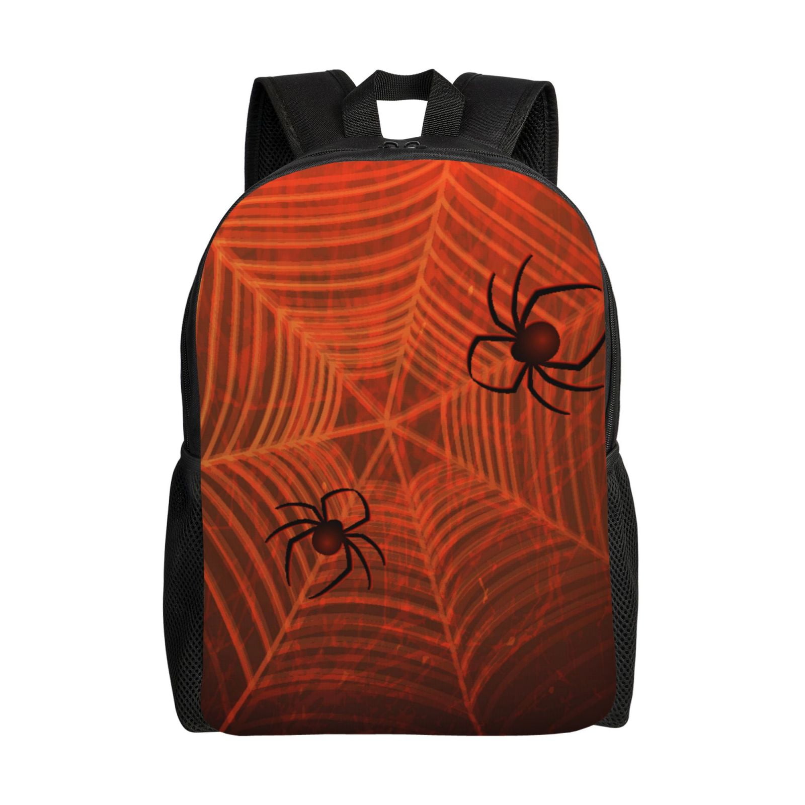 Xecao Spider Web Print School Backpack with Laptop Compartment Small Travel Laptop Backpack for Women Men Waterproof College Backpack Simple School Bag