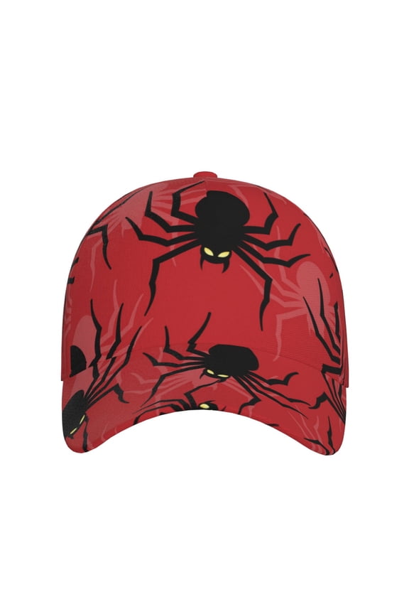 Spider for Baseball Cap: Unisex, crafted from classic polyester twill fabric, featuring a soft unconstructed design