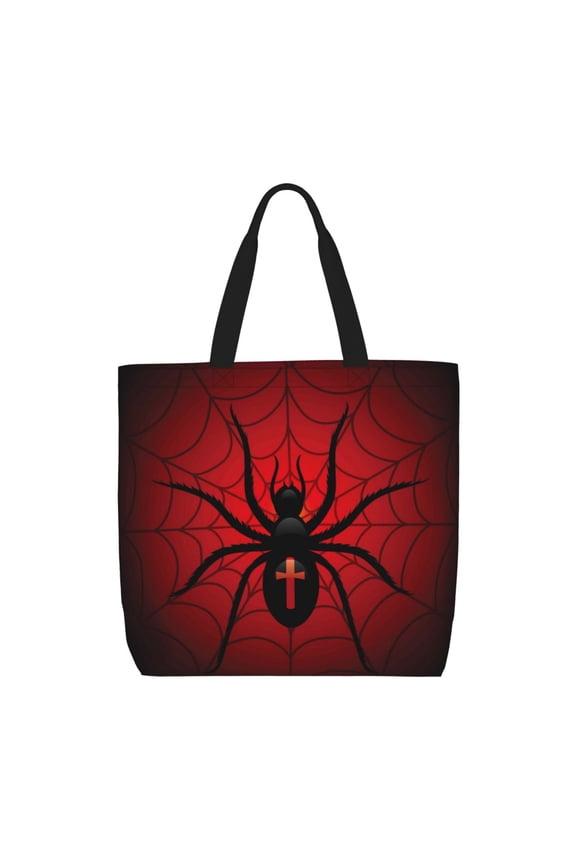 Spider on the Web for Tote Bag: spacious with inner pockets, ideal for work, shopping, or travel.