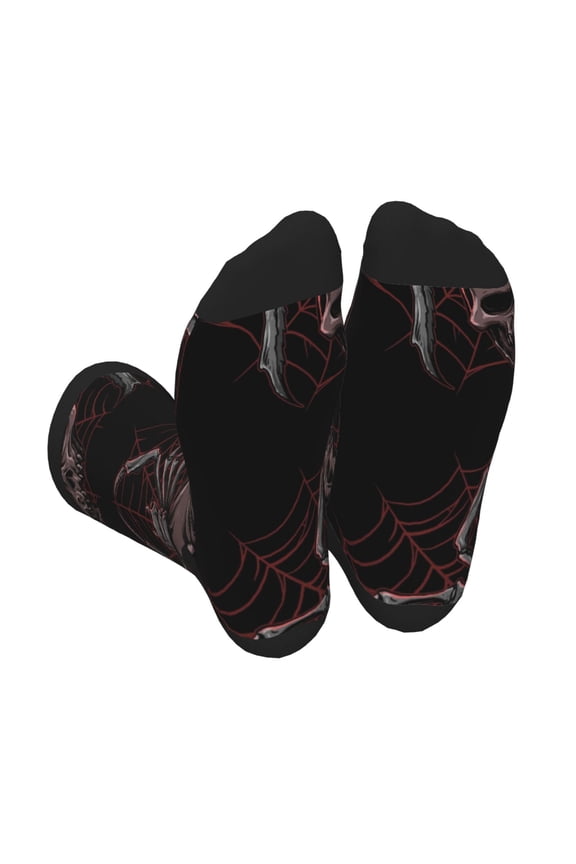 Spider with Skull Print Crew Socks for Men and Women, Men's Soft Moisture-wicking Sock
