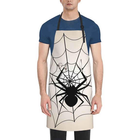 Xecao Spiders On The Web 1 Print Kitchen Cooking Aprons, Waterproof Adjustable Bib Aprons with 2 Pockets for Women Men Chef