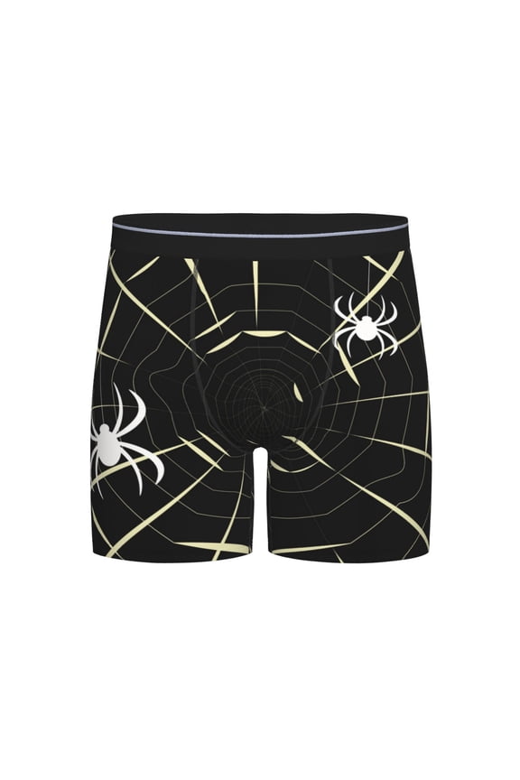 Spiders On The Web Print Boxer Briefs for Men's Stretch Moisture-Wicking Underwear, Mid-Rise Classics breathable fabric