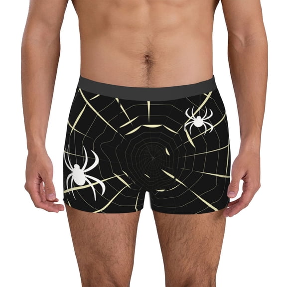 Xecao Spiders On The Web Print Men's Underwear Boxer Briefs Pack - Your ComfortSoft, Moisture-Wicking, and Breathable Choice for Men's Underwear-Large