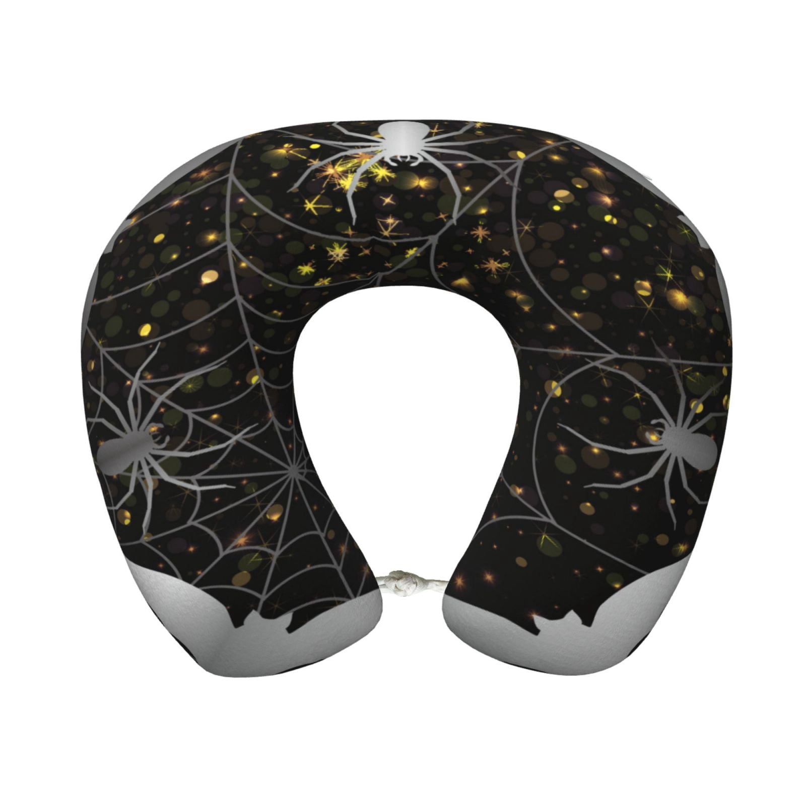 Xecao Spiderweb Bats And A Spider Print Memory Foam Cervical Neck Pillow Versatile U-Shaped Pillows for Home,Office,Camping,Travelling,Soft Washable Cover