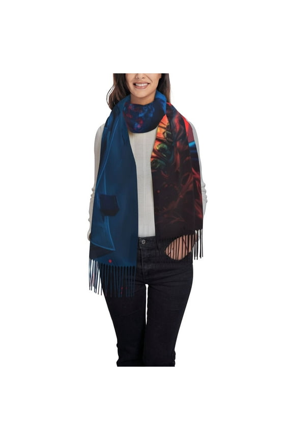 Spooky Halloween Night Scene Pattern Womens Winter Scarf Fall Scarf Oversized Large Scarf for Women Warm Shawl Wrap
