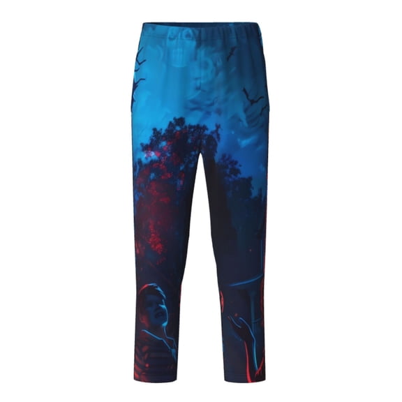 Xecao Spooky Halloween Night Scene Print Teenagers' Pajama Pants Long Sleep Pants Soft Elastic Waist Pajama Bottoms Elastic waist with 2 Pockets 5-16 Years-Small