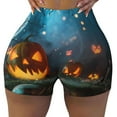 thumbnail image 1 of Xecao Spooky Halloween Print Workout Shorts for Women Soft Smooth Gym Yoga Scrunch Active Tennis Workout Running Shorts, 1 of 9