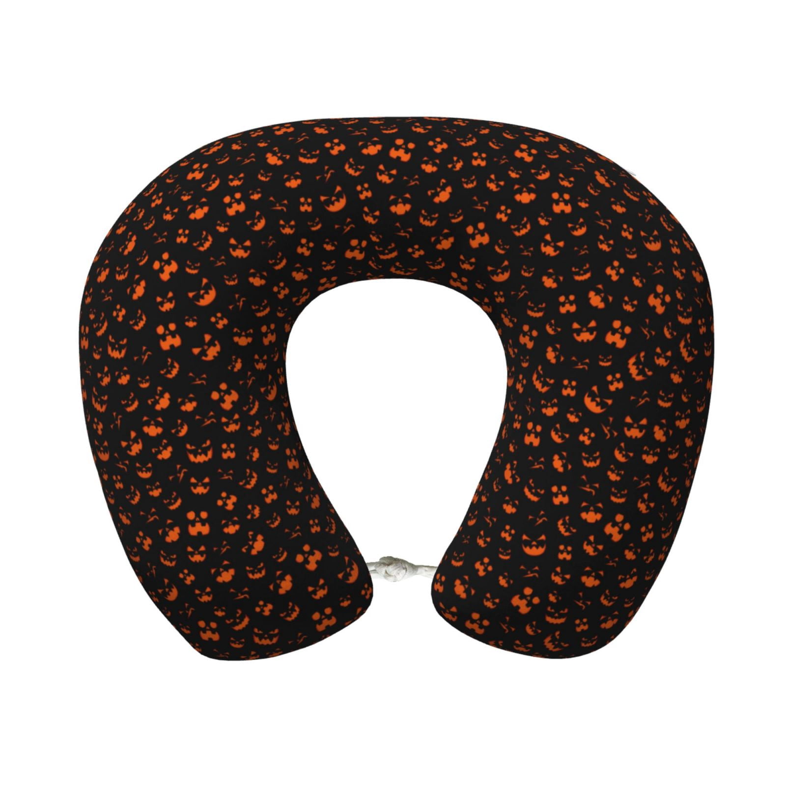 Xecao Spooky Pumpkin Face Print Memory Foam Cervical Neck Pillow Versatile U-Shaped Pillows for Home,Office,Camping,Travelling,Soft Washable Cover