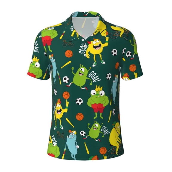 Xecao Sport Monster for Mens' Casual Short Sleeve Button-Down Polo Shirts for a Classic Golf Look