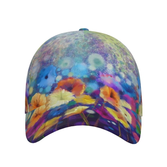 Xecao Spring Flower Seasonal for Baseball Cap: Unisex, crafted from classic polyester twill fabric, featuring a soft unconstructed design