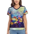 thumbnail image 1 of Xecao Spring Flower Seasonal for Women's V-Neck T-Shirts-Elegant Half-Sleeve Tops Perfect for Summer-3X-Large, 1 of 5