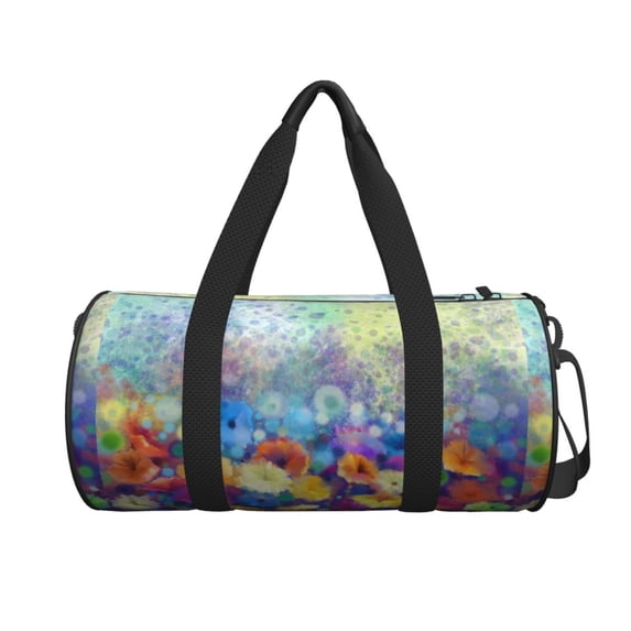 Xecao Spring Flower Seasonal print Round Travel Duffel Bag is a foldable gym bag with an inner pocket, perfect for travel sports