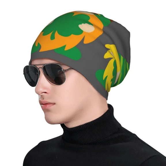 Xecao Spring St PatrickS Day Irish Gnomes Print Beanie Knitted Hat for Men Women, Winter Fashion Knit Cuffed Caps Unisex