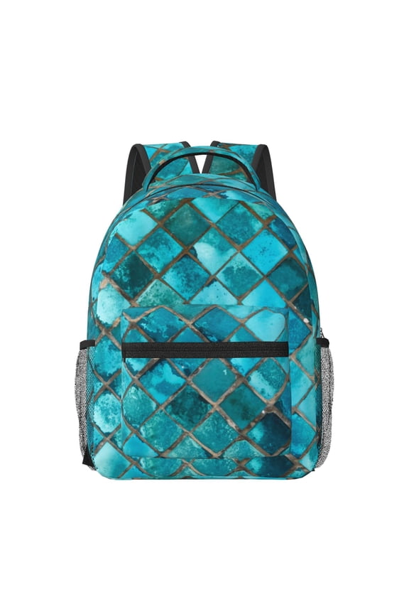 Square Glass Mosaic Print Casual Backpack: A Computer Backpack Ideal for Men and Women, Perfect for College, School, or Daily Travels-One Size