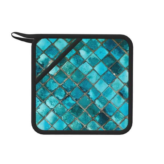 Xecao Square Glass Mosaic for Silicone Trivet Mats - Heat Resistant Pot Holders, Multipurpose Non-Slip Hot Pads