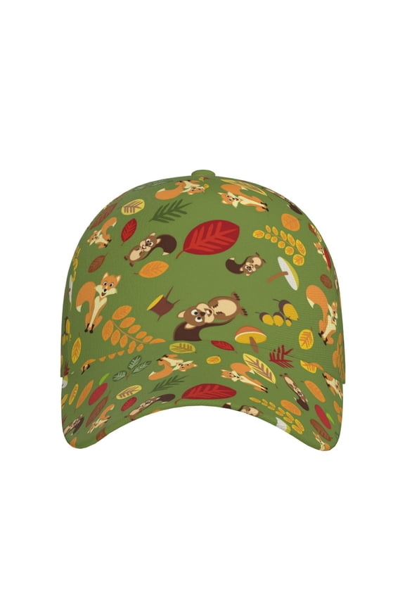 Squirrel And Fox In The Forest for Baseball Cap: Unisex, crafted from classic polyester twill fabric, featuring a soft unconstructed design