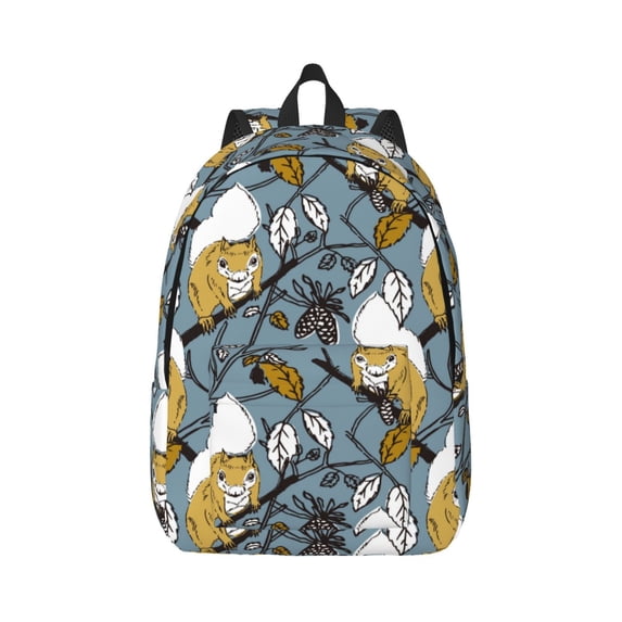 Xecao Squirrel And Leaves for Canvas College Laptop Backpack, Durable Rucksack Travel Notebook Bag School Backpack Book Bag for Men Women
