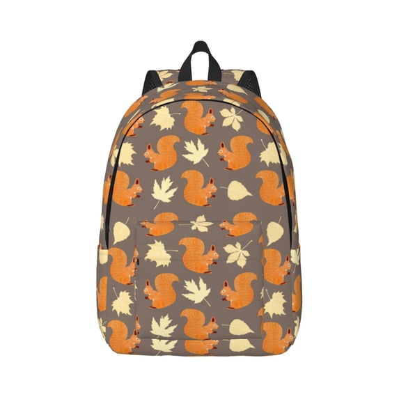 Xecao Squirrel And Maple Leaves for Canvas College Laptop Backpack, Durable Rucksack Travel Notebook Bag School Backpack Book Bag for Men Women