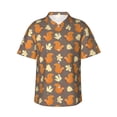 thumbnail image 1 of Xecao Squirrel And Maple Leaves print Hawaiian shirt - a stylish short-sleeve button-down for men, perfect for casual beach and tropical outings., 1 of 9