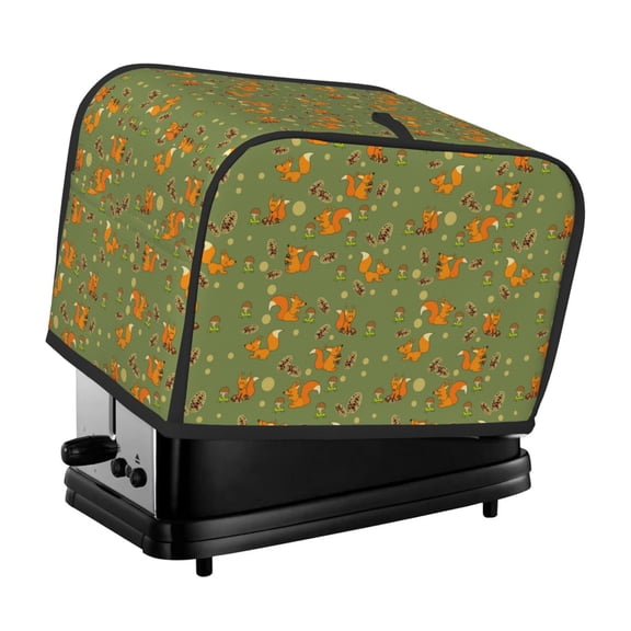 Xecao Squirrel And Nuts Print 2 Slice Toaster Cover with Pockets, Small Appliance Cover, Dust and Fingerprint Protection, Machine Washable